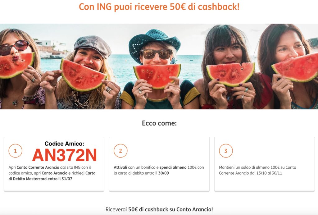 Codice Amico ING AN372N - bonus 50 euro in buoni Amazon