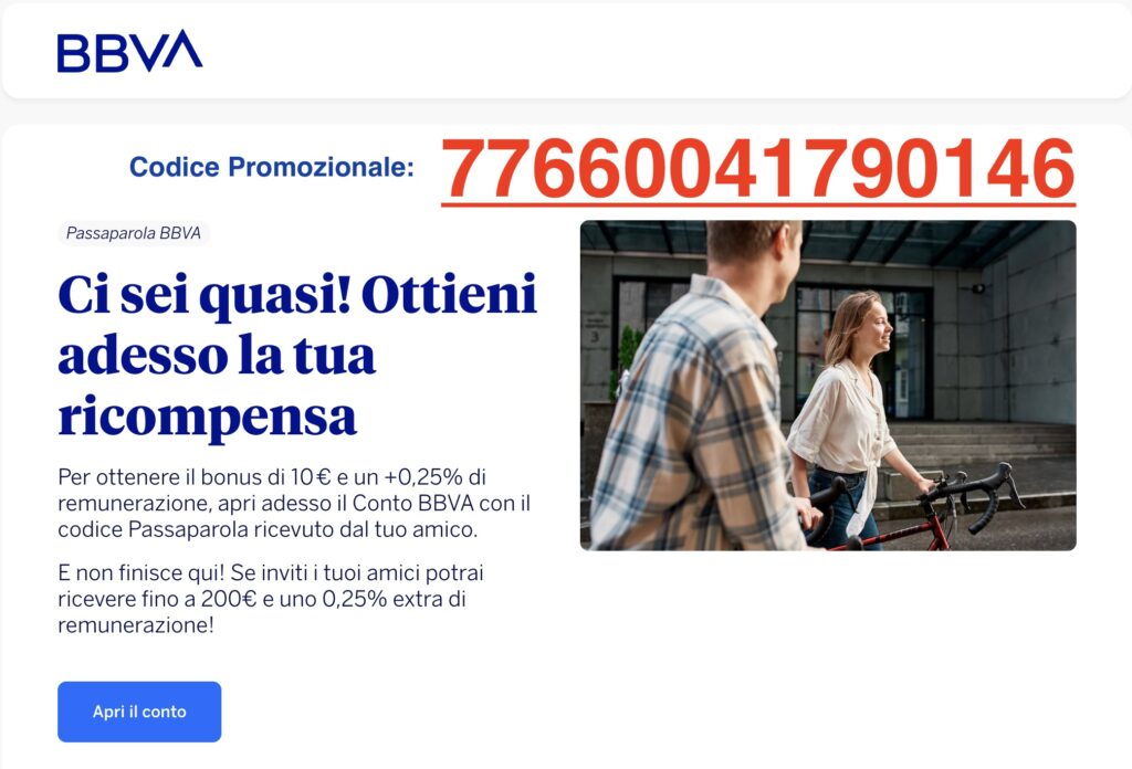 Codice Promozionale BBVA - OTTOBRE 2025 1 Codice Promozionale BBVA 77660041790146