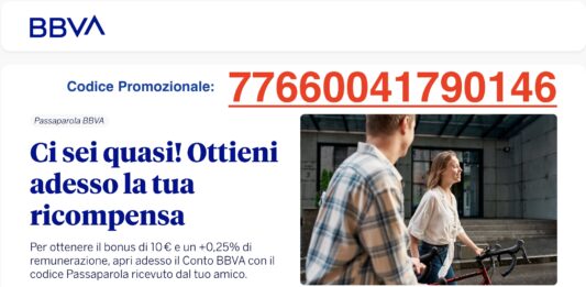 Codice Promozionale BBVA Ottobre 2025: 77660041790146