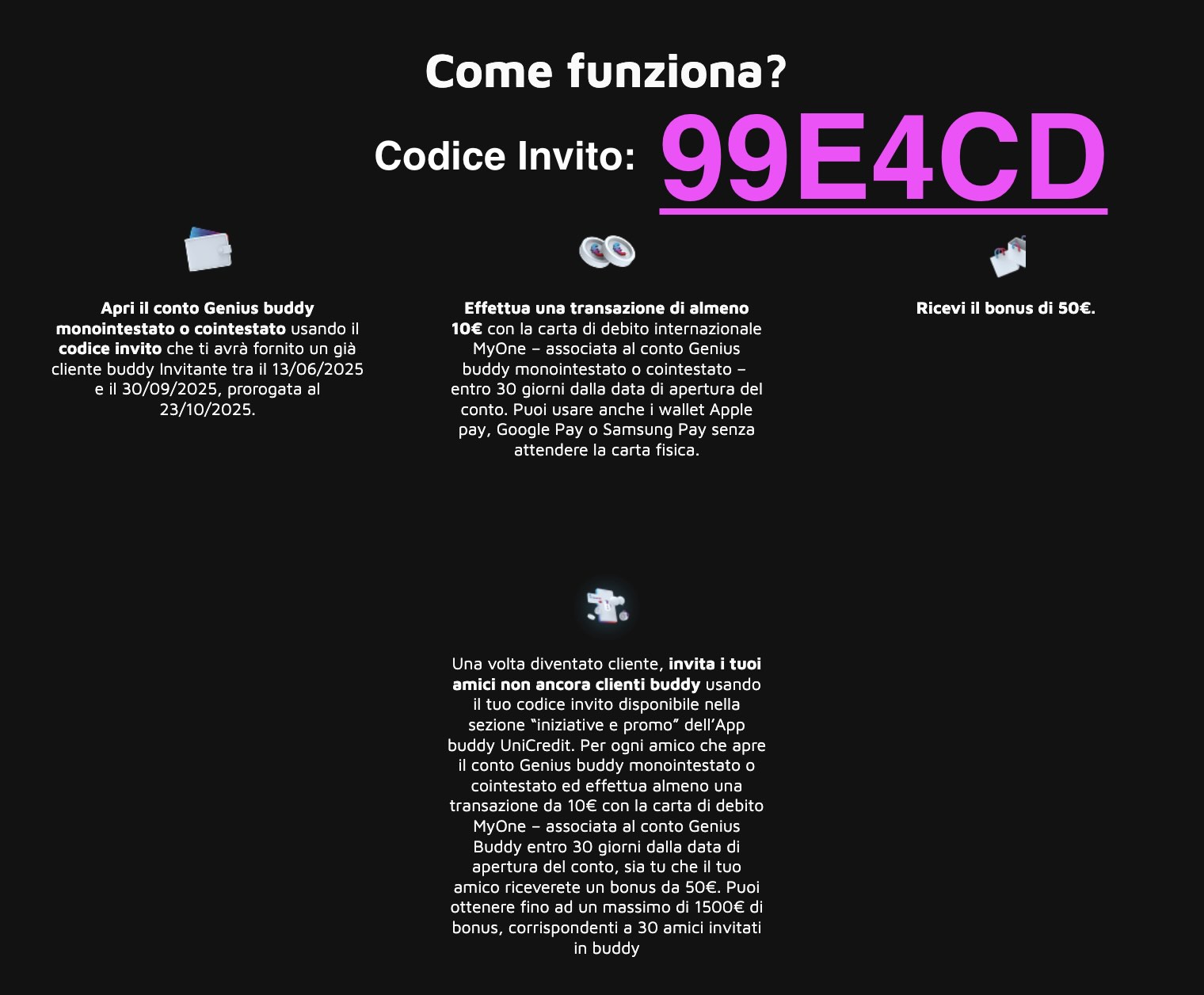 come funziona promo buddy codice invito 99E4CD